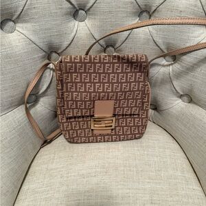 Fendi Brown and Pink Crossbody Bag